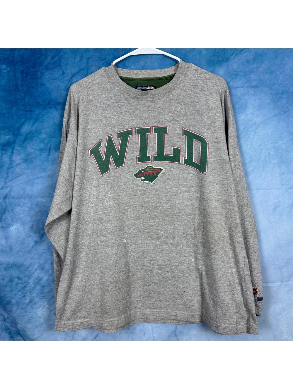 Distressed NHL Hockey WILD Long Sleeve T Shirt Men Large